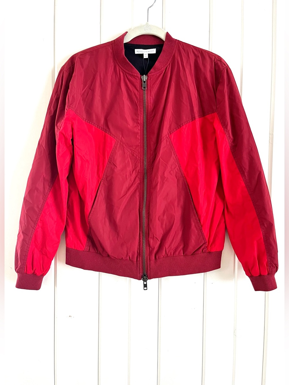 Rebecca Minkoff Red Darma Bomber Jacket, Sz XXS (P2P 19”)